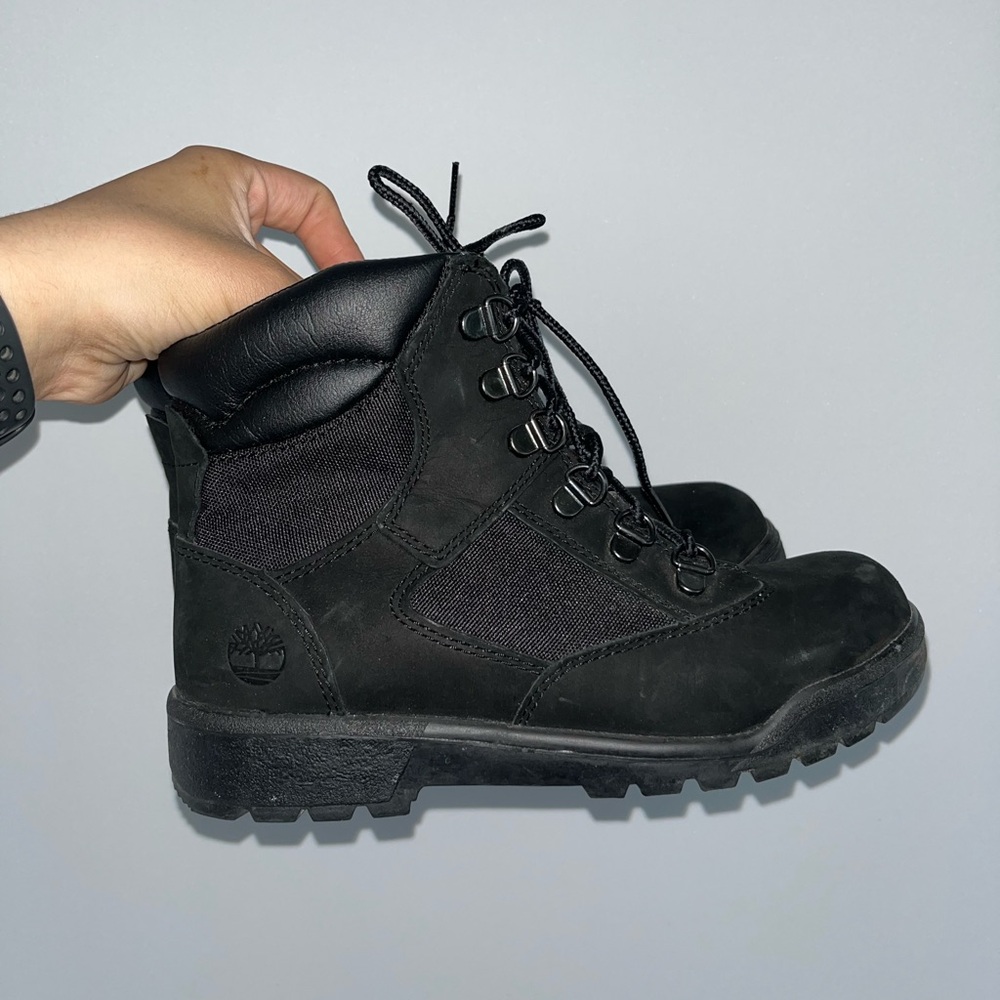 Timberland Black Leather & Fabric Boots  kids size 4
